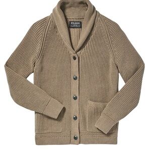 C.C Filson Co. Women’s Wingham Island Cardigan Sweater Size XS‎ Dark Tan Cotton
